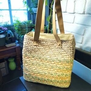 Cornhusk Woven Structured Tote Bag